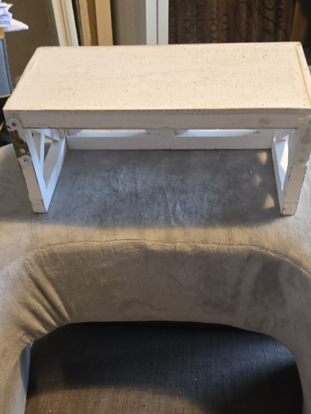 Hobby Lobby Rustic White Decorative Wooden Bench Accent - Picture 3 of 3